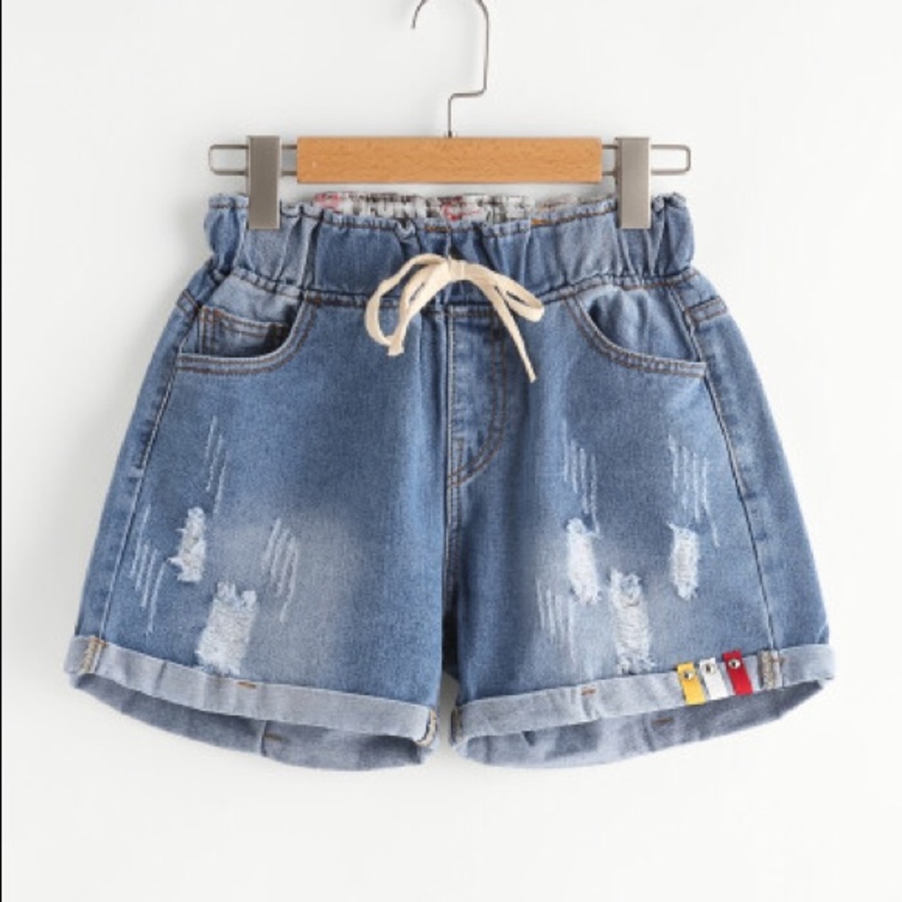 Jean drawstring shorts